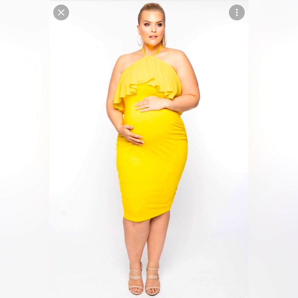 NWT….Yellow Halter Maternity Dress.